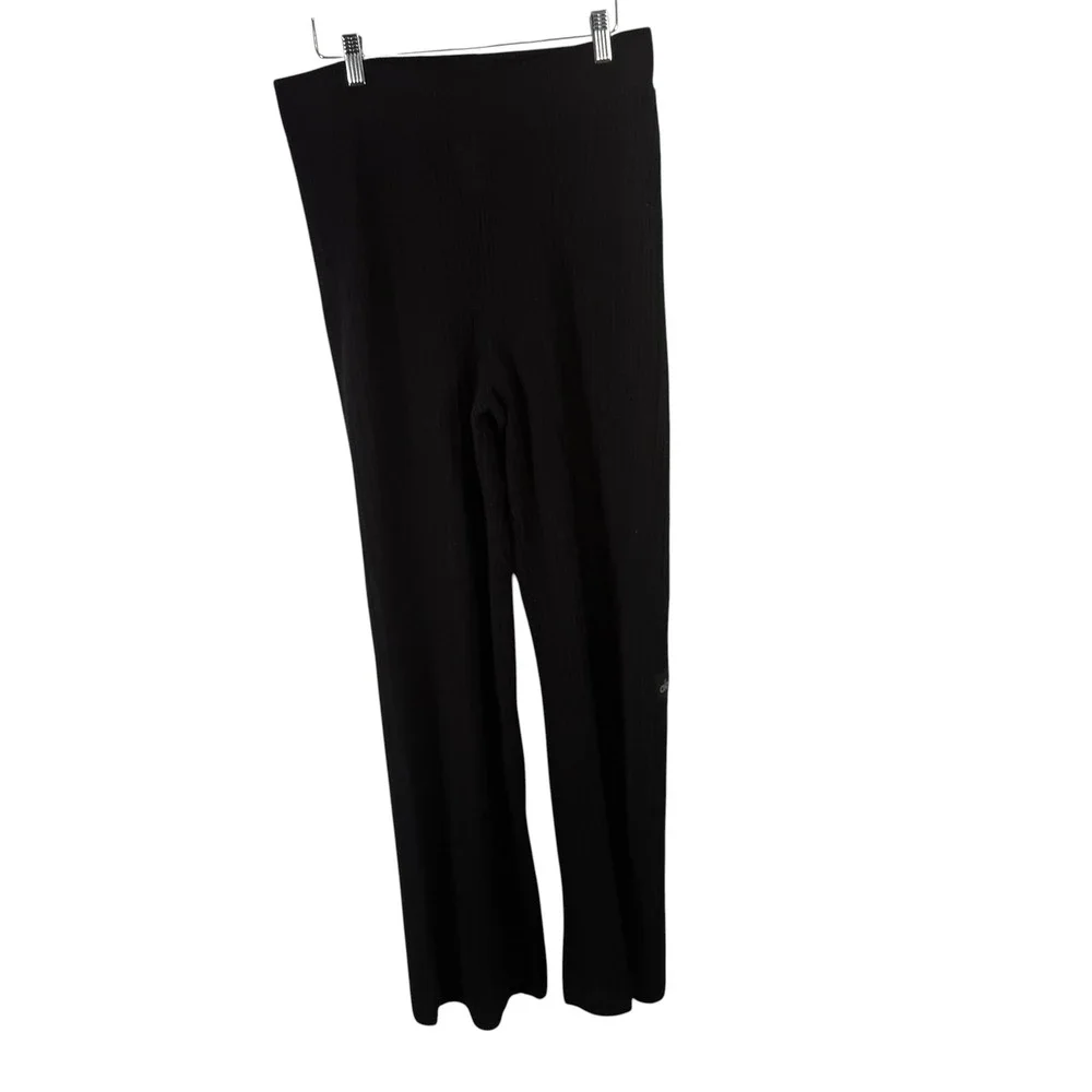 Alo Yoga Cashmere Plush Waffle Knit Wide Leg High Waist Pants Womens Large?